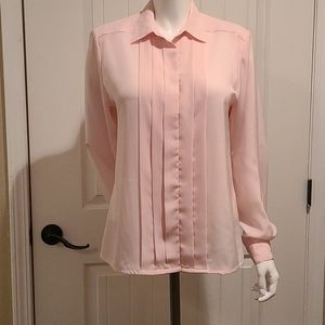 David Matthew Vintage Pink Pleated Blouse Sz 12